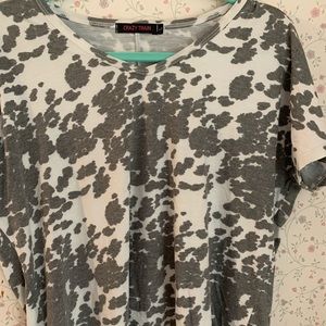 Crazy Train cow print T NWOT